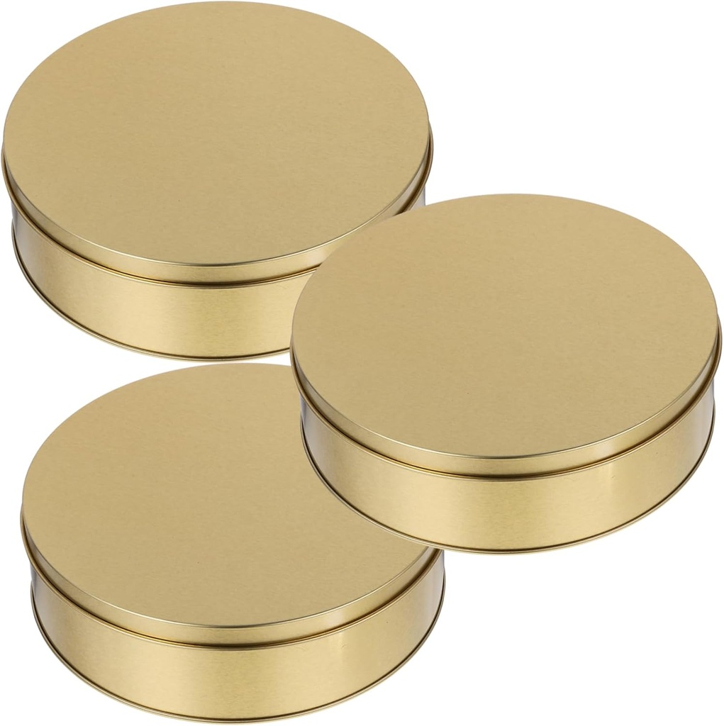 3pcs Round Tinplate Candy Box Lid Cookie Storage Container for Snacks Sweets and Treats for Holidays Special Occasions and Gifting
