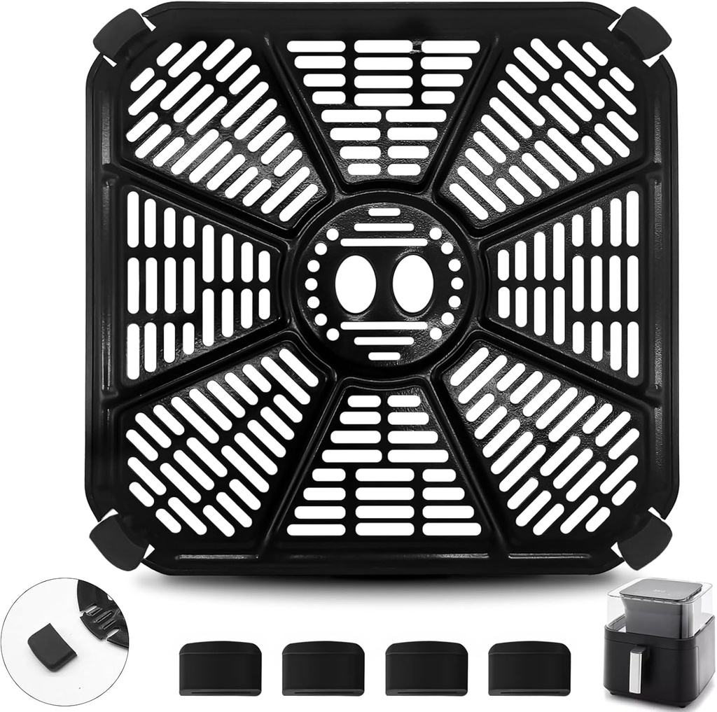 GCQ Air Fryer Tray for Green Pan Air Fryer, 9''×9'' Steel Air Fryer Accessories Grill Pan Grill Plate Crisper Plate Replacement Parts Rack