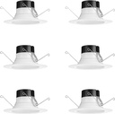 Juno E Series 5"/6" LED Ceiling Light, Baffle Trim Recessed Lighting with 5-in-1 Switchable White Color, 1200 Lumens for High Ceilings, Wet Rated LED Downlight, Dimmable, White, 6-Pack