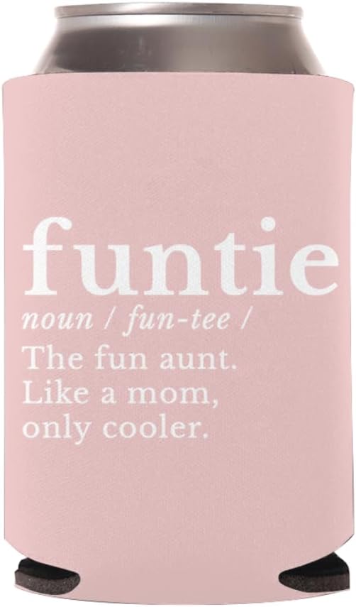 Funtie Funcle Can Coolers, Aunt Can Coolies, Uncle Can Coolies, Funny Can Sleeves Insulator, Funny Gifts for Aunt and Uncle, Gifts for Aunt, Gifts for Uncle (Funtie, Pink)