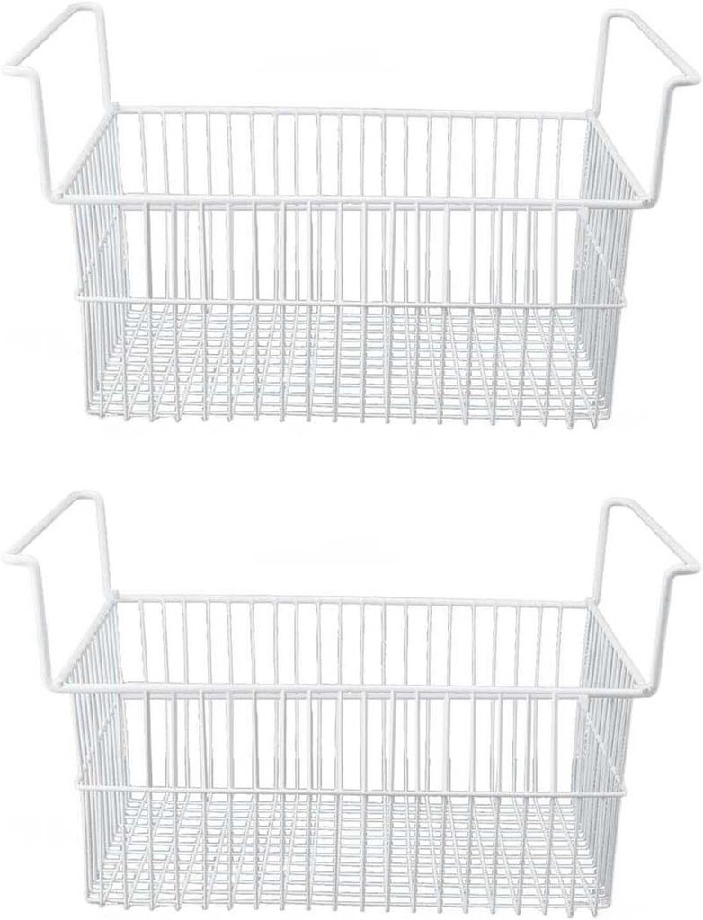 Sonew 2Pcs Freezer Organizer Bins, Large Capacity Strong Bearing Freezer Wire Baskets with Handle Chest Freezer Organizer for Kitchen Closet Countertops (49.5 X 29 X 27cm / 19.5 X 11.4