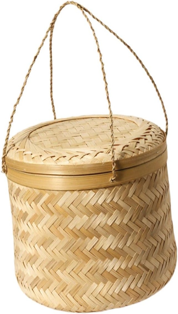 KICHOUSE 1pc Handheld Woven Basket for Kitchen Storage Natural Material and Bread Organizer Practical and Stylish Tea Box for Home and Bakery Use