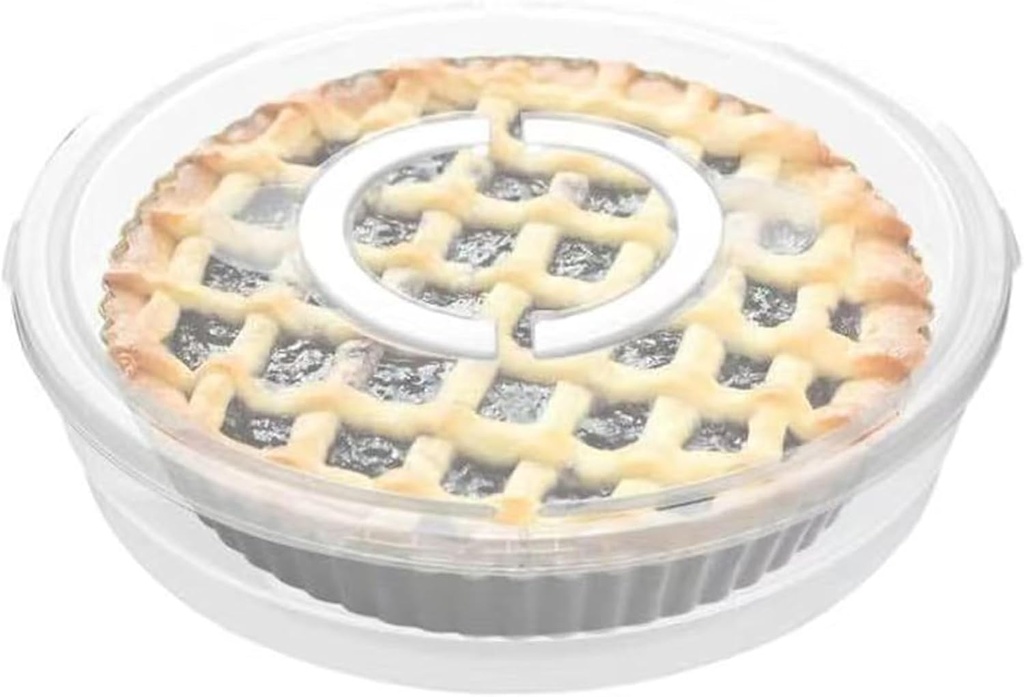 FEOOWV 12inch Portable Pie Carrier with Lid and Cupcake Muffin Tart Cookie Fruit Snacks Keeper Food, Pie Carrier Round Pizza Holder Reusable Pie Keeper