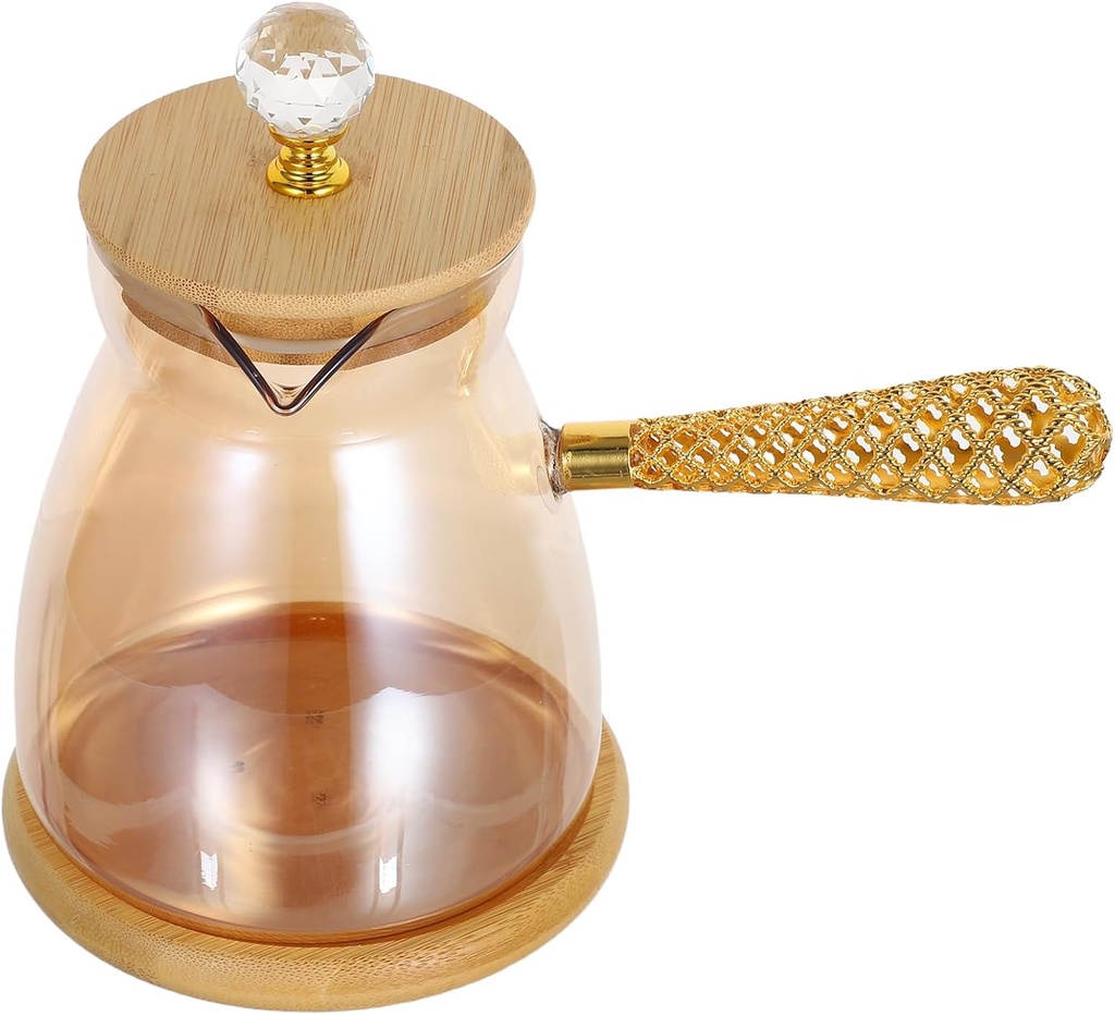 jojofuny Glass Turkish Coffee Pot: Glass Cezve - Small Milk Warmer Briki for Stove - Water Boiler Arabic Greek Coffee Maker with Side Handle - 750ml