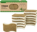 12 Pack Non Scratch S-Shaped Natural Kitchen Sponges - Biodegradable & Compostable Cellulose with Coconut Fiber - Eco Friendly Dish Sponges for Pots, Pans & Household Cleaning
