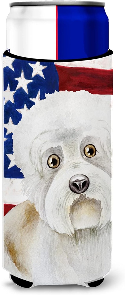 Caroline's Treasures Dandie Dinmont Patriotic Decorative Hugger, Slim Can, Multicolor