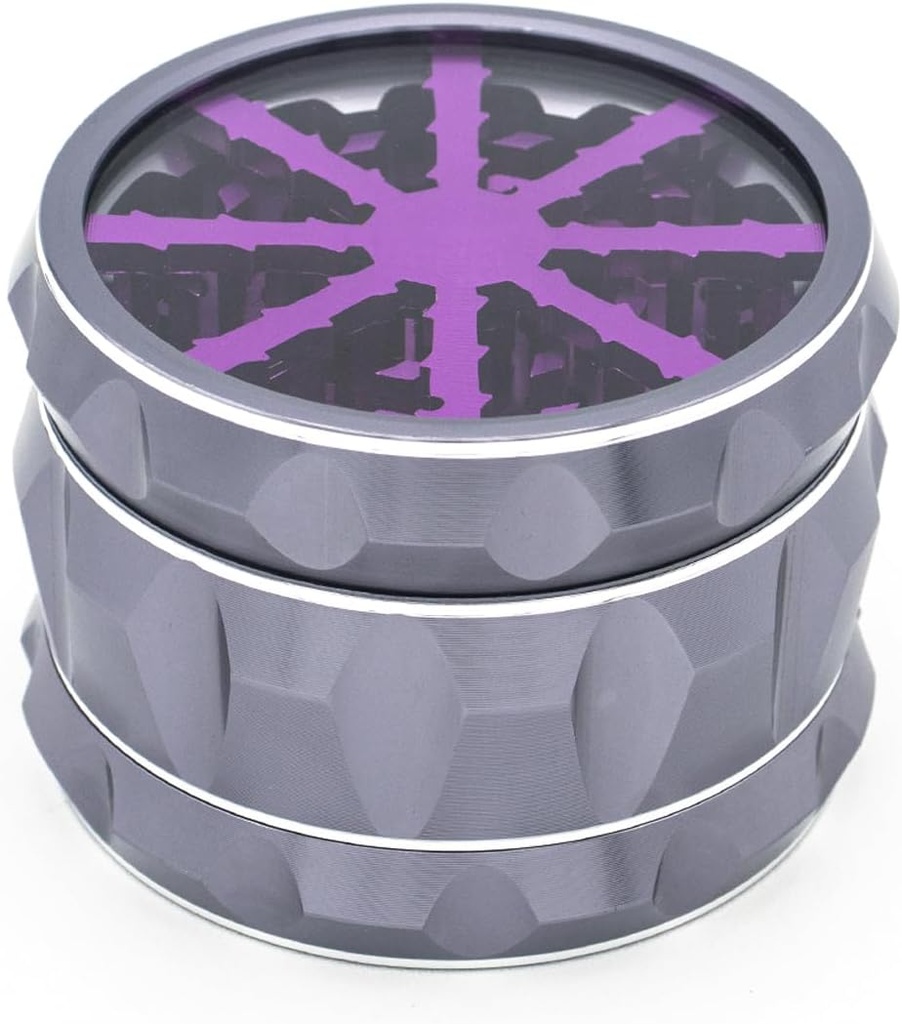 Aluminium Alloy Grinder 2.5” with Clear Lid (Gray)