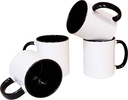owndis Mug Set of 4 Pieces Sublimation Printable 11 oz. Ceramic Coffee/Tea Mugs, All Blank White and Black inside with Black Handle-4-Set-Black