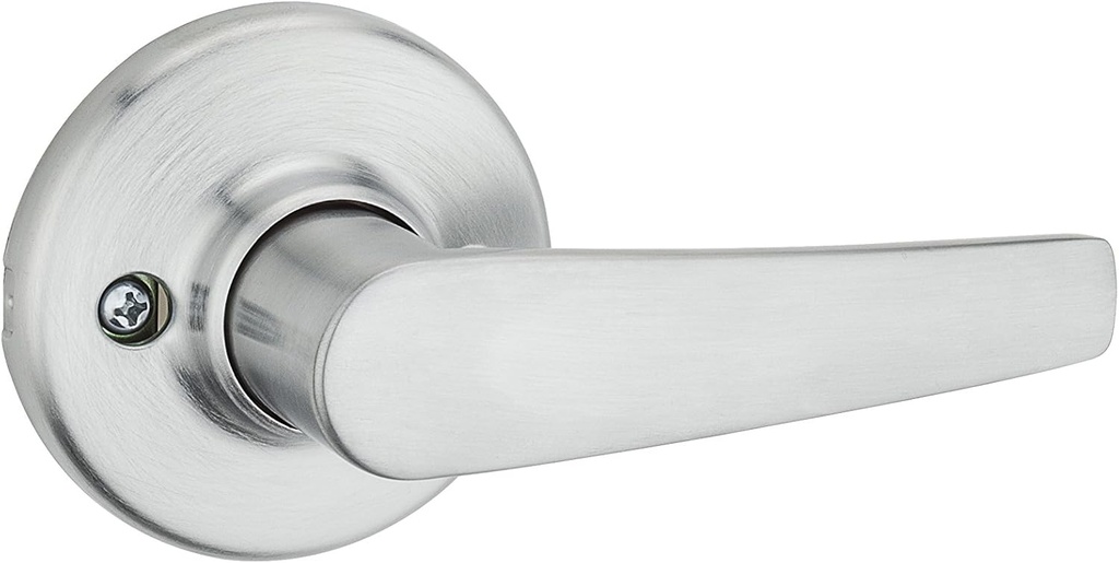 Kwikset Delta Dummy Door Handle, Single Sided Lever for Closets, French Double Doors, and Pantry, Satin Chrome Non-Turning Reversible Interior Push/Pull Lever
