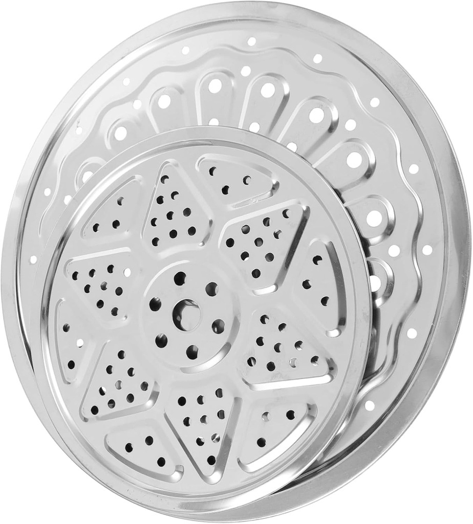 KICHOUSE 2pcs Stainless Steel Steaming Racks for Kitchen Steamer Plates Easy Clean Steamer Tray for Cooking Fish Veggies and More Random Style