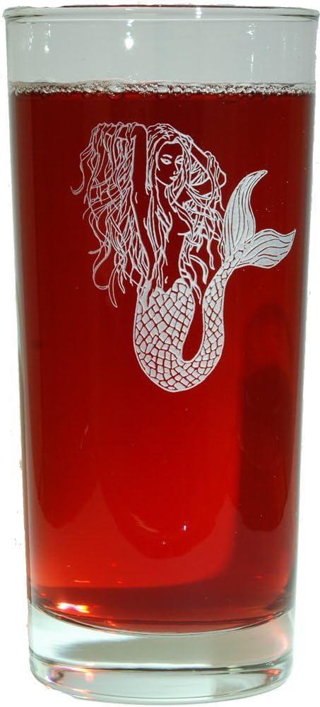 Imports Mermaid Tall Cooler Glasses 15oz Set of 4