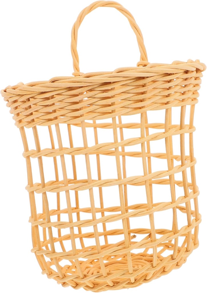 1pc Rattan Woven Hanging Basket for Home Decor Elegant Wall-Mounted Flower Storage Basket Versatile Kitchen and Balcony Accessory for Plant Lovers