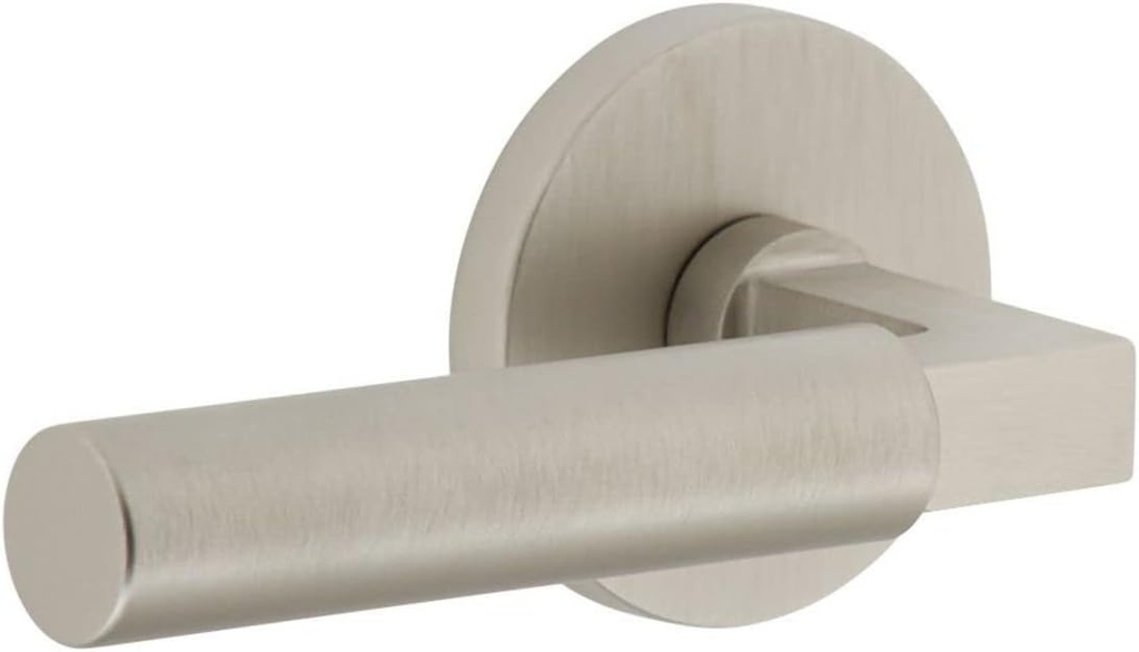 Viaggio CLOCON-STH_PRV_234_LH Circolo Left Handed Solid Brass Privacy Door Lever Set with Contempo Lever and Circolo Rosette - 2-3/4" Backset - Satin Nickel