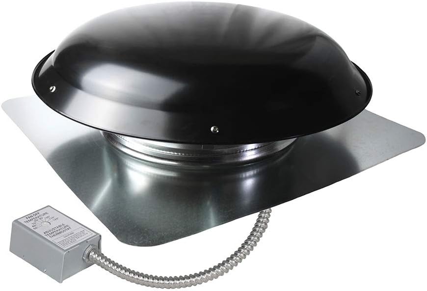 Ventamatic 1400 CFM Galvanized Steel, Roof Power Attic Ventilator, Black Color
