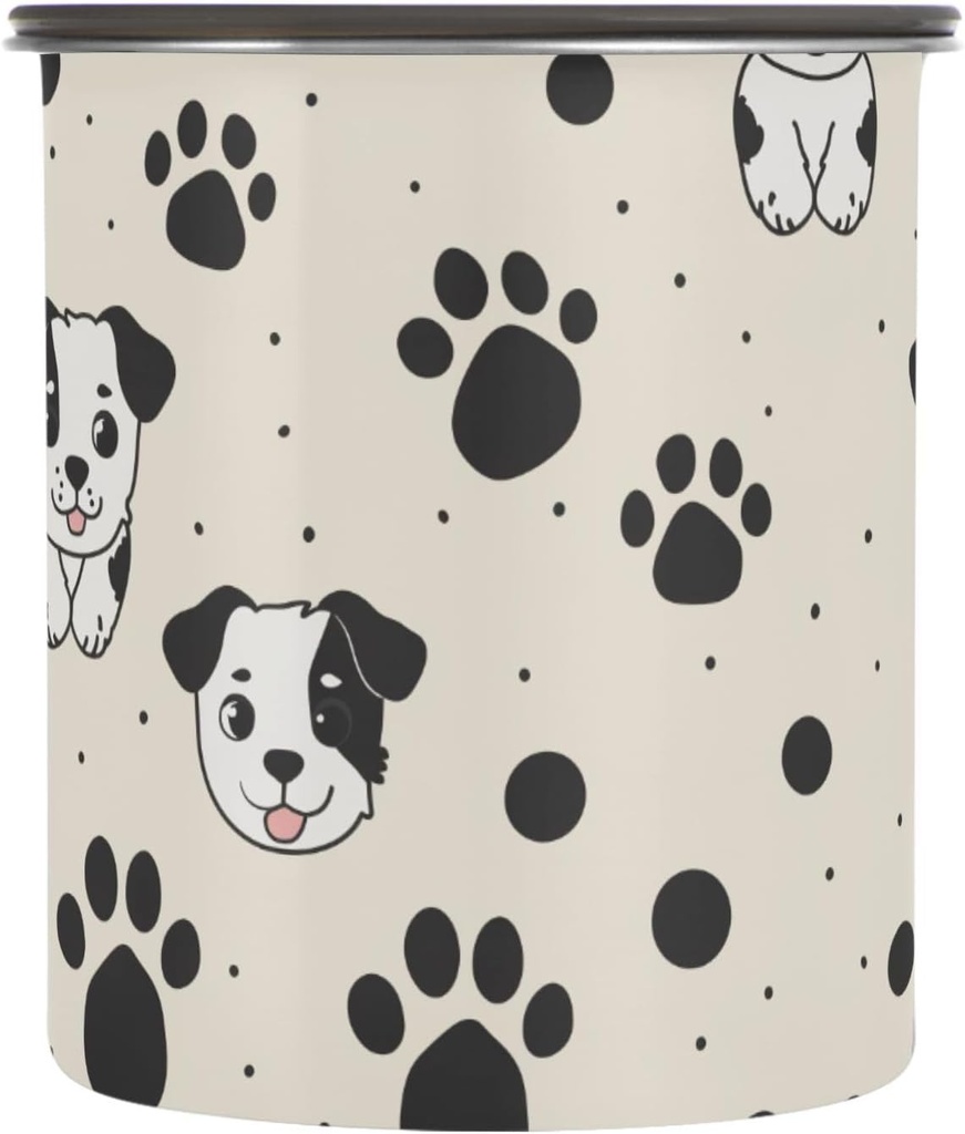 ALAZA Cute Dog Puppy Paw Prints Airtight Coffee Bean Canister 30oz Food Storage Containers with Lids For Gournd, Tea, Sugar, Flour, Rice, Cereal, Candy Cookie Jar