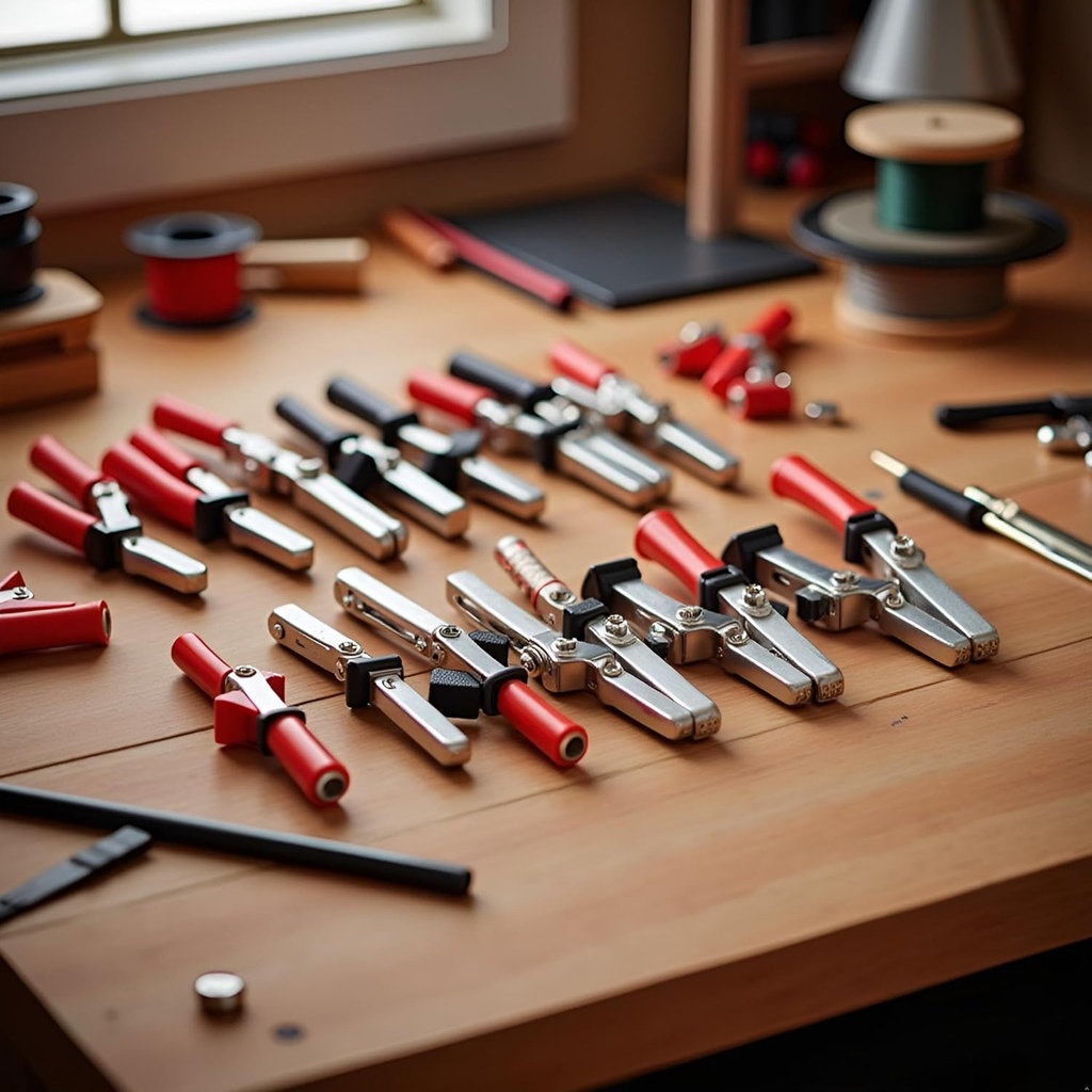 10Pcs Red and Black Alligator Clips, 50mm Small Metal Electrical Clamps Wire Alligator Clips with Screw, Clamps, Workholding Devices