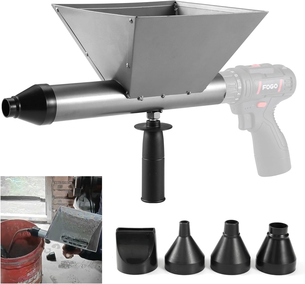 Electric Mortar Grout Gun, Portable Cement Grouting Machine, Reusable Mortar Pointing Gun for Brick, Grout Applicator Caulking Finishing Tool with 4 Nozzles (Without Electric Drill)