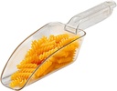 Restaurantware Met Lux 12 Ounce Ice Scoop 1 Flat Bottom Food Scoop - Beveled Front Edge Hanging Slot Clear PC Plastic Flour Scoop Lightweight For Ice Or Dry Ingredients