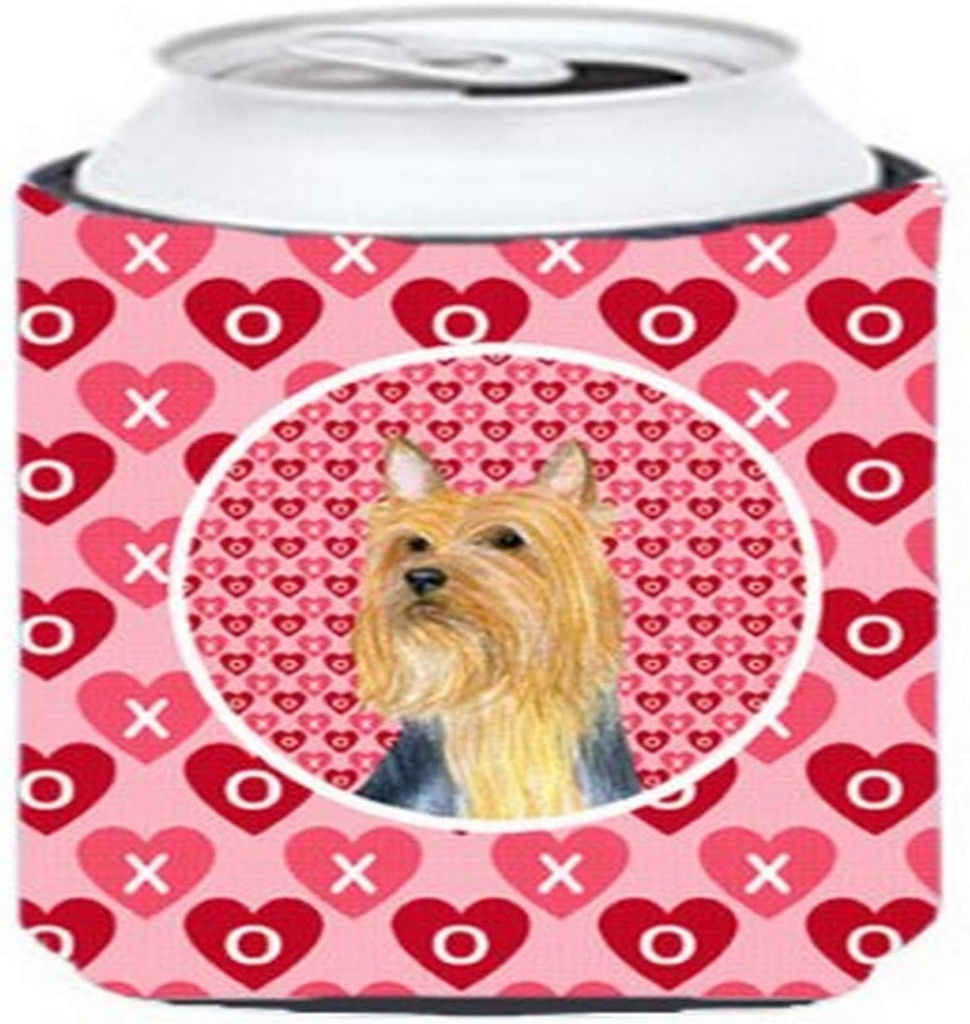 Caroline's Treasures LH9136CC Silky Terrier Hearts Love and Valentine's Day Portrait Can or Bottle Hugger Cooler Washable Drink Sleeve Collapsible Beverage Insulated Holder, Can Hugger, Multicolor