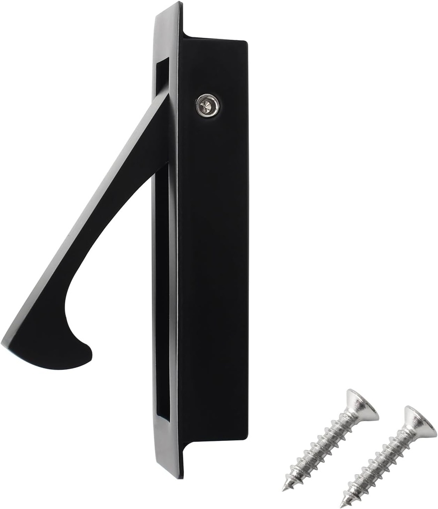 HOWDIA 80mm Pocket Door Pull Handle Flush Mount, Brushed Stainless Steel Round Edge Finger Pull Hidden Door Hardware for Closet Sliding Doors, 1PC (Black)