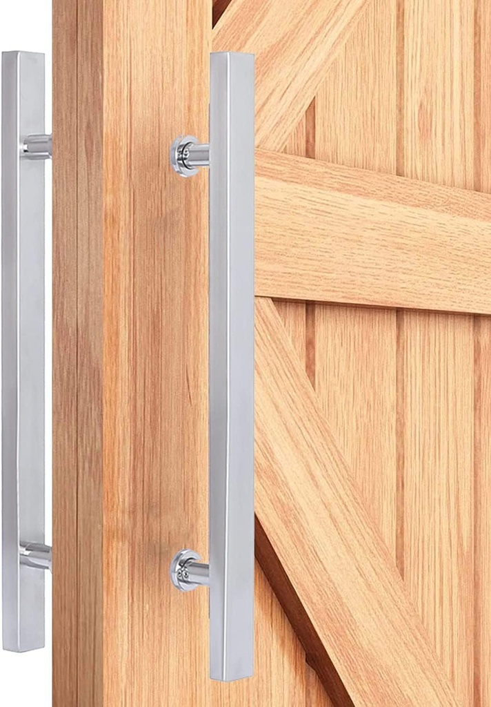 Sliding Barn Door Handle Set,Stainless Steel Pipe Door Push Pull Bar Handle with Hardware Handle for Interior Exterior Glass Wooden Door (Shiver 60cm/23.6in)