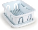 Camco RV Mini Dish Drainer & Tray - Features a Sloped Drain Tray Design, Heavy-Duty Construction, and is Ideal for Small Spaces, Apartments, Boats, and More - White (43511)