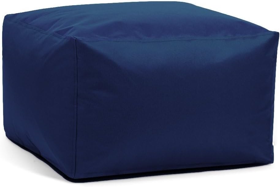 SXBCyan Waterproof Square Pouf Ottoman Cover Footstool Without Filler Outdoor Beach Garden Beanbag Pouf Puff Salon Floor Seat Futon Stool Bench (Color : Navy Blue, Size : S-30x30x20cm-cover)