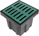 Catch Basin with Fiber Glass Grate, Deep Catch Basin for Drainage with Debris Basket, French Drain Basin for Yard, Downspout, French Drain and Municipal Pipeline (17.7x17.7x15 in)