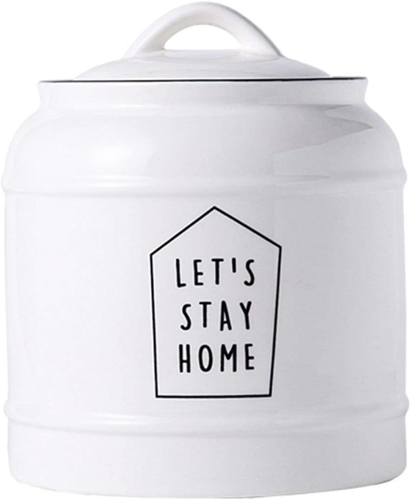 Ceramic Sugar Bowl, Cookie Jars For Kitchen Counter, Flour And Sugar Containers Ceramic, Kitchen Canisters For Countertop, Ceramic Airtight Jar-red-1500ml/53oz ( Color : White2 , Size : 1500ml/53oz )