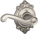 Flair Left Handed Lever with Brookshire Trim Non-Turning Lock, Satin Nickel (F170 FLA 619 BRK LH)