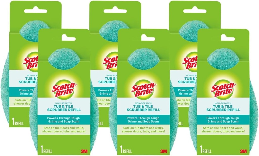Scotch-Brite Non-Scratch Tub & Tile Scrubber Refill Pads, (Pack of 6)