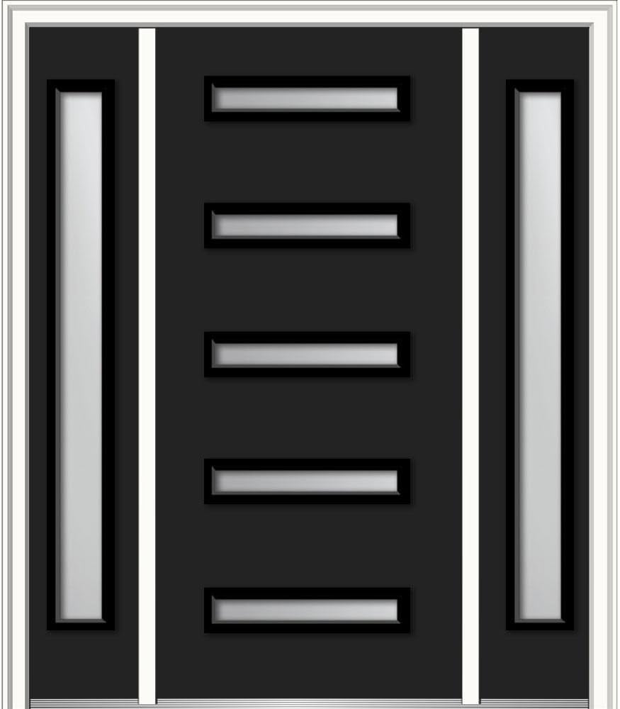 National Door Company, Z0351835L, Exterior with Two Sidelites Door, Steel, 64" x 80", 5-Lite, Spotlight Collection, Left-Hand Inswing