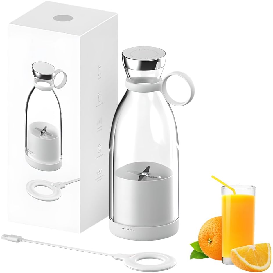 Portable Blender for Fresh Juice, 2025 New Portable Blender for Shakes and Smoothies with Travel Cup and Lid, Durable Stainless Steel Blades for Juice Blending Performance, Personal Mixer (White)