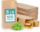 MUCHII 8 LB Paper Lunch Bags,100 Count Brown Paper Bags for Lunches, Snacks, Take Out and Small Items
