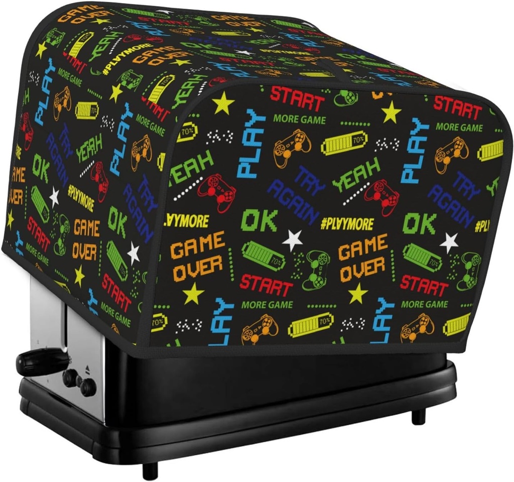 Oven Cover Kitchen Bread Machine Protector,4 Slice Toaster Cover For Home,Fingerprint Coaster Cover,Kitchen Small Appliance,Pixel Game