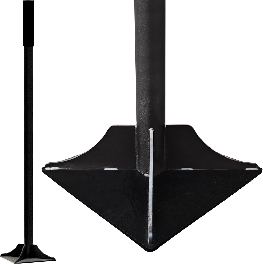 Fully Welded Tamper Tool, 8"x8" Steel Landscaping Ground Leveler for Yard with 48" Rubber Grip Handle, Heavy Duty Tool for Landscape Construction, Flattening and Smoothing Soil, Gravel