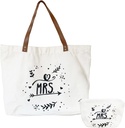 Future Mrs Bride Tote Bag with Makeup Bag - Engagement Bridal Shower Bride Wedding Gifts, Canvas Travel Shoulder Bag with Interior Pocket White Large