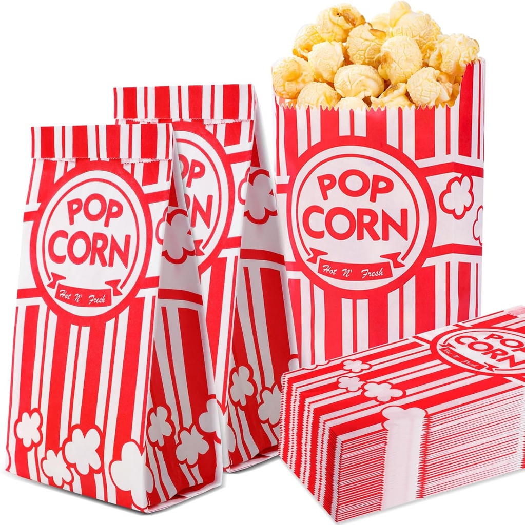 VOISEN Paper Popcorn Bags,200 Pack 1oz Popcorn Bags Individual Servings, Popcorn Bag Bulk for Popcorn Machine,Movie Nights Pop Corn Bags
