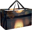 Large Utility Tote Bag Nautical Sailboats Seamless Pattern Reusable Foldable Grocery Bag Heavy Duty with Sturdy Handles