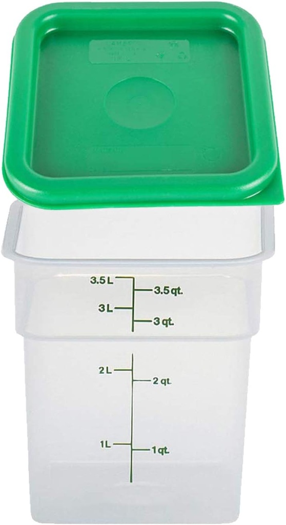 Cambro 4SFSPP190 4 Qt. Translucent Container with SFC2452 Kelly Green Lid, 4Quart