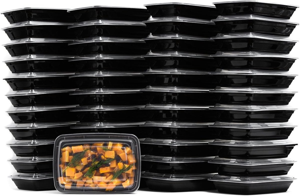 EcoQuality Meal Prep Containers with Cutlery 5 Pack - Single 1 Compartment Food Storage Lunch Box | Bento Box | BPA FREE| Freezer/Microwave/Dishwasher Safe – Airtight/Watertight/Stackable (28oz)