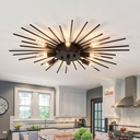 ZGLAOJT Semi Flush Mount 8 Light Ceiling Light Modern Metal Ceiling Lighting Black Light Fixture for Farmhouse Kitchen Dining Room Bedroom Hallway Living Room.
