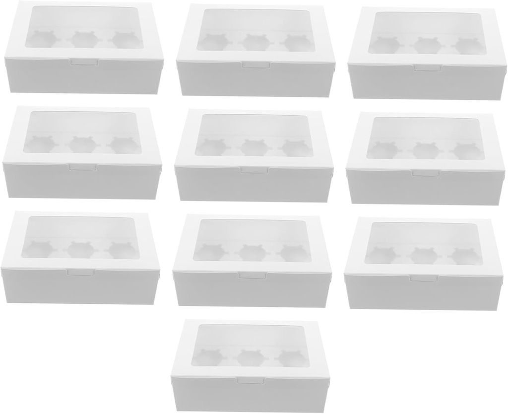 10pcs Cupcake Storage Containers Bakery Carrier Boxes Paper Cake Boxes Window Treats Packaging Lightweight