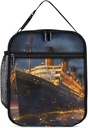 Titanic Cruise Ship Voyage Insulated Lunch Bag Reusable Lunch Box Portable Tote Bag for Men Women, 27.5X20cm