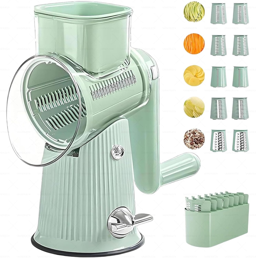 Roarrave 5 In 1 Food Chopper, Ultimate Kitchen Ally 5 In 1 Food Chopper with 10pcs Stainless Blades (Green)