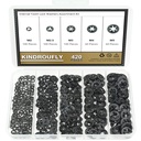 420 Pieces Internal Tooth Star Lock Washers, Kindroufly 5 Sizes Quick Speed Locking Washers, Push on Retaining Clips Assortment Kit (M2, M2.5, M3, M4, M5)