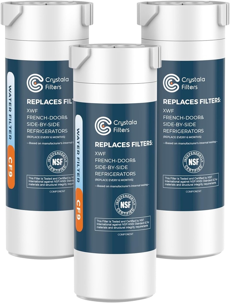 Crystala Filters XWF Replacement for GE XWF Refrigerator Water Filter Pack of 3 (Not XWFE)