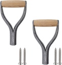 HEVSTIL 2-Pack D-Grip Shovel Handles – Metal Replacement Tool Handles for Shovels & Rakes | Fits 1.22" (3.1cm) Shaft | Silver
