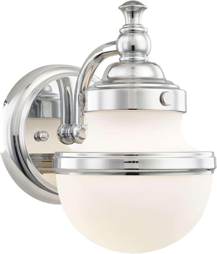 Livex 5711-05 Transitional One Light Bath Vanity from Oldwick Collection Finish, Polished Chrome