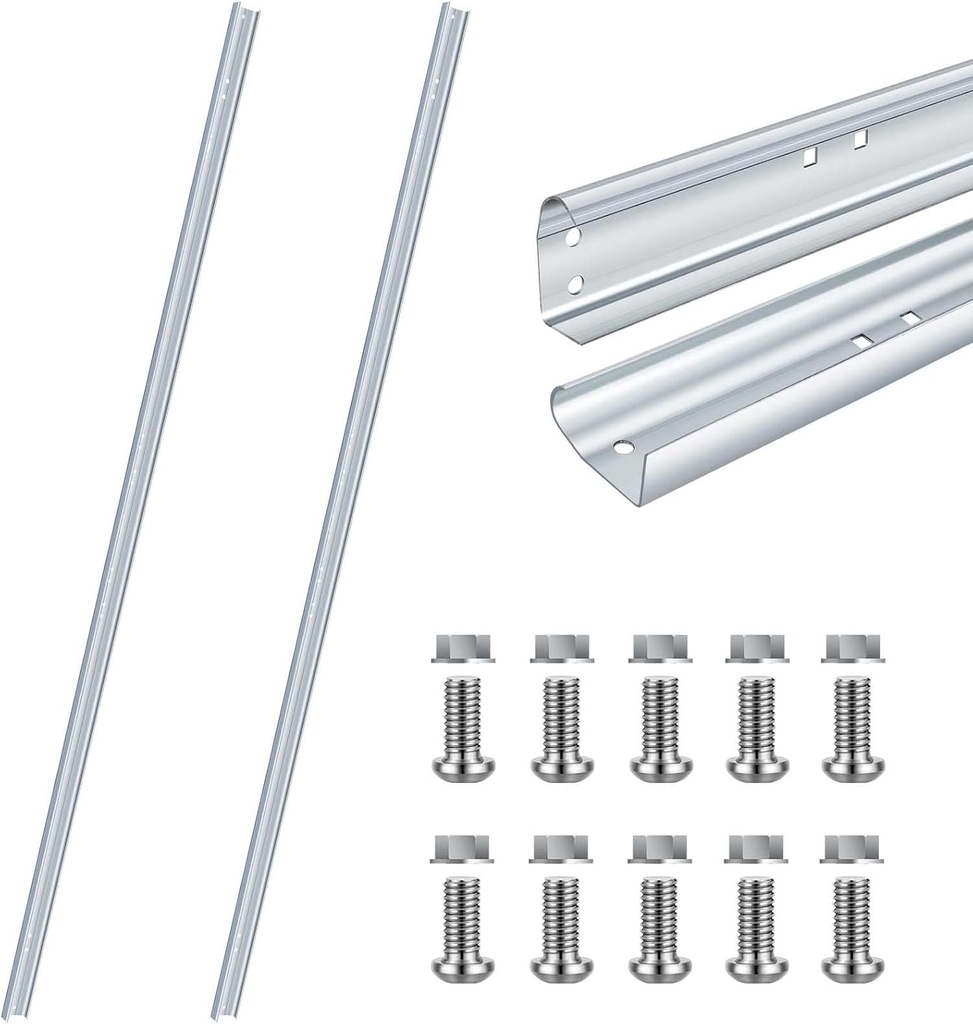 Gisafai 2 Pcs Garage Door Vertical Track Replacement Garage Door Rails Left Right Vertical Bracket for 7 Foot Tall Garage Door Parts Galvanized Steel Hardware Side Tracks for 2 Inches Rollers, Silver